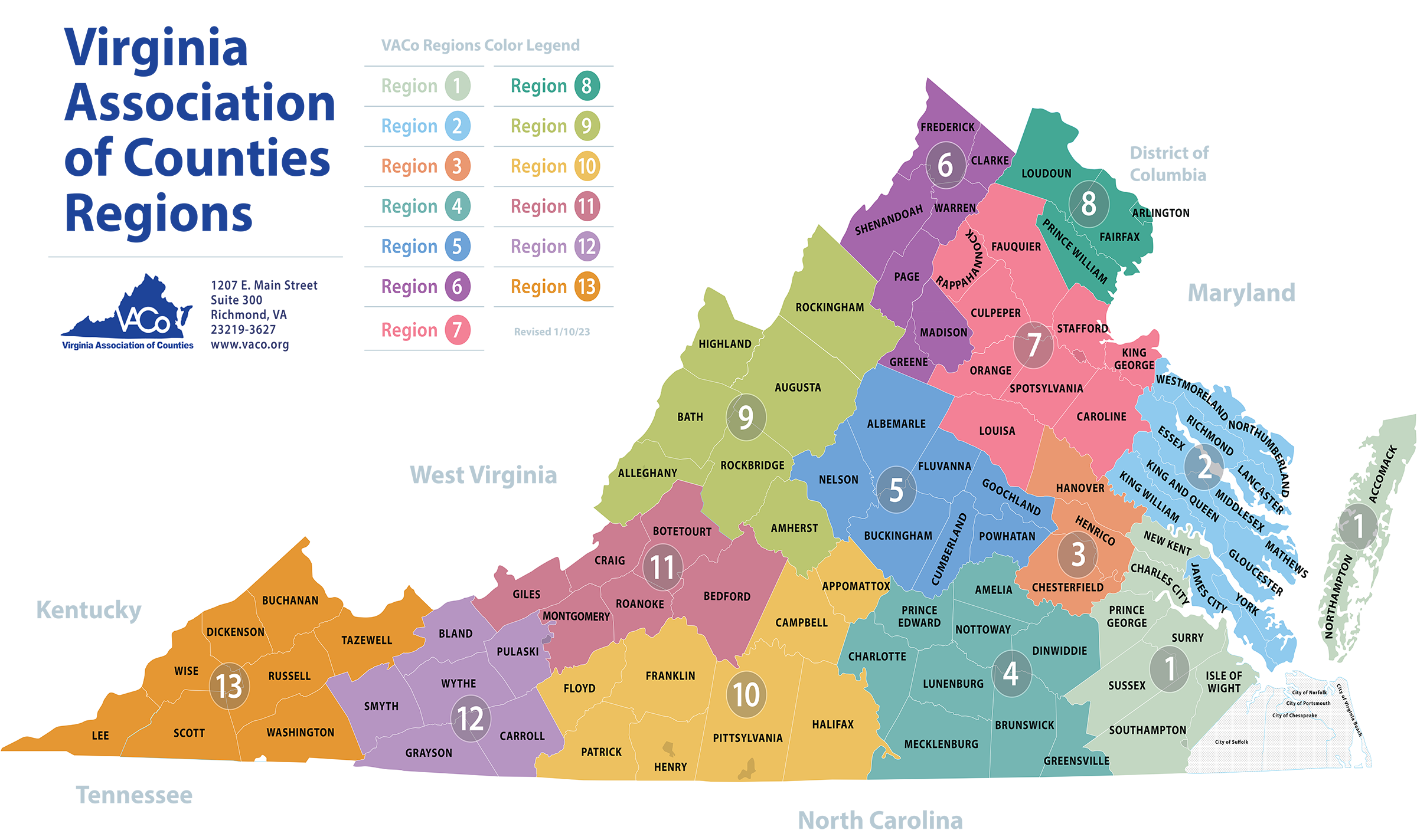 Virginia Association of Counties Regions - Virginia Association of Counties